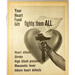 American Heart Association "Your Heart Fund Gift Fights them ALL" Print Ad 1972